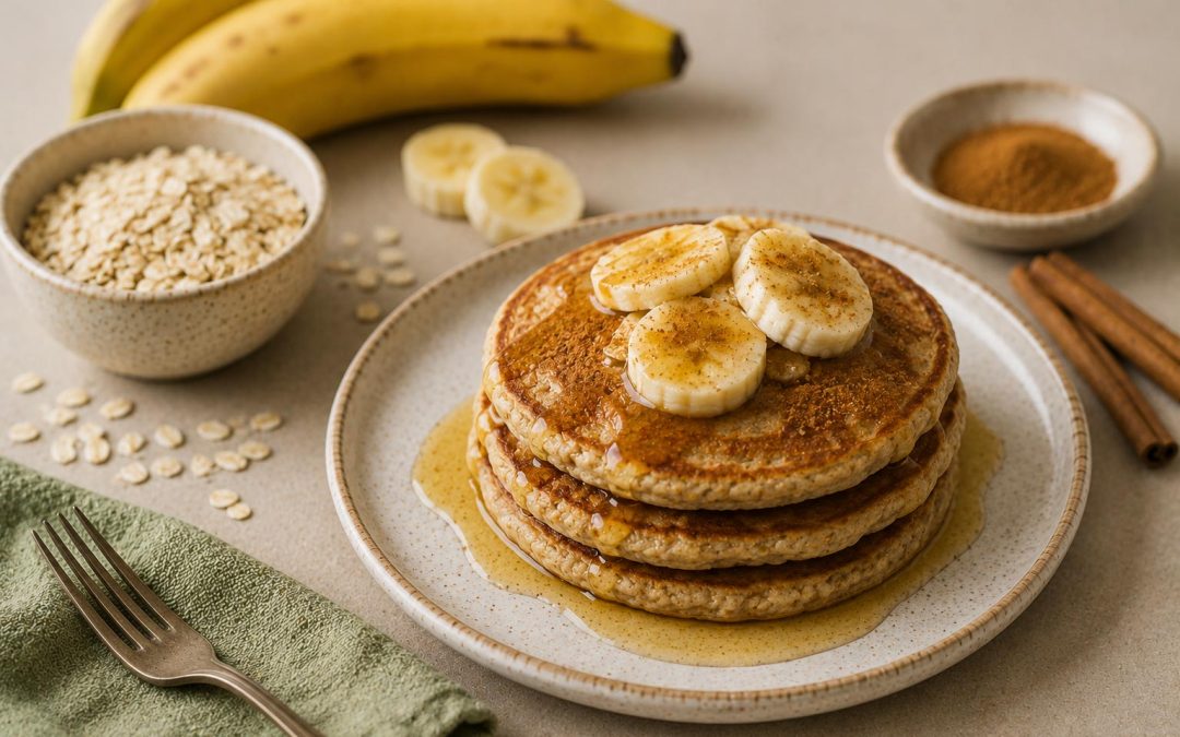 Panquecas de aveia, banana e canela