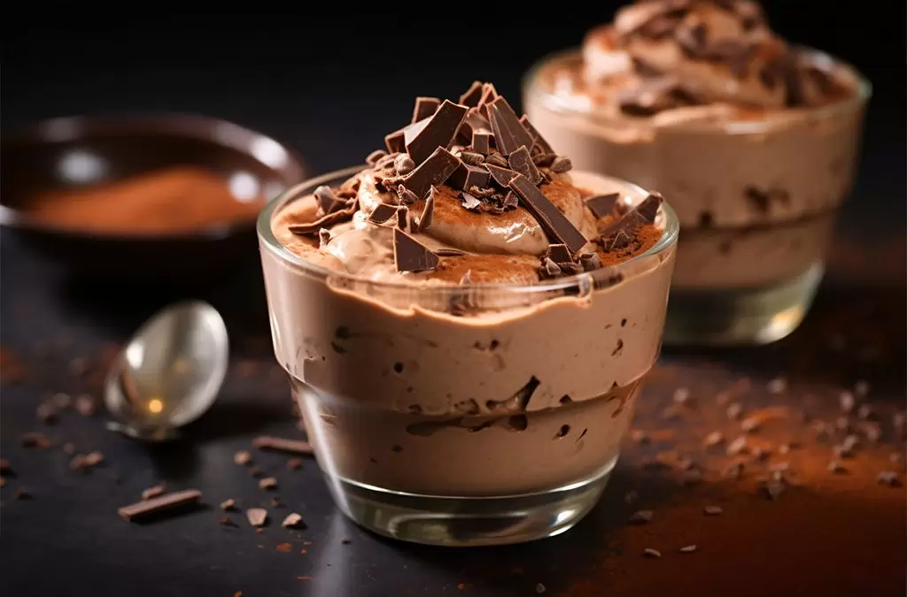 Coffee mousse with chocolate shavings