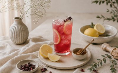 Limonada de hibisco e mel