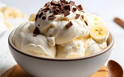 Gelado de banana, tahini e lascas de chocolate