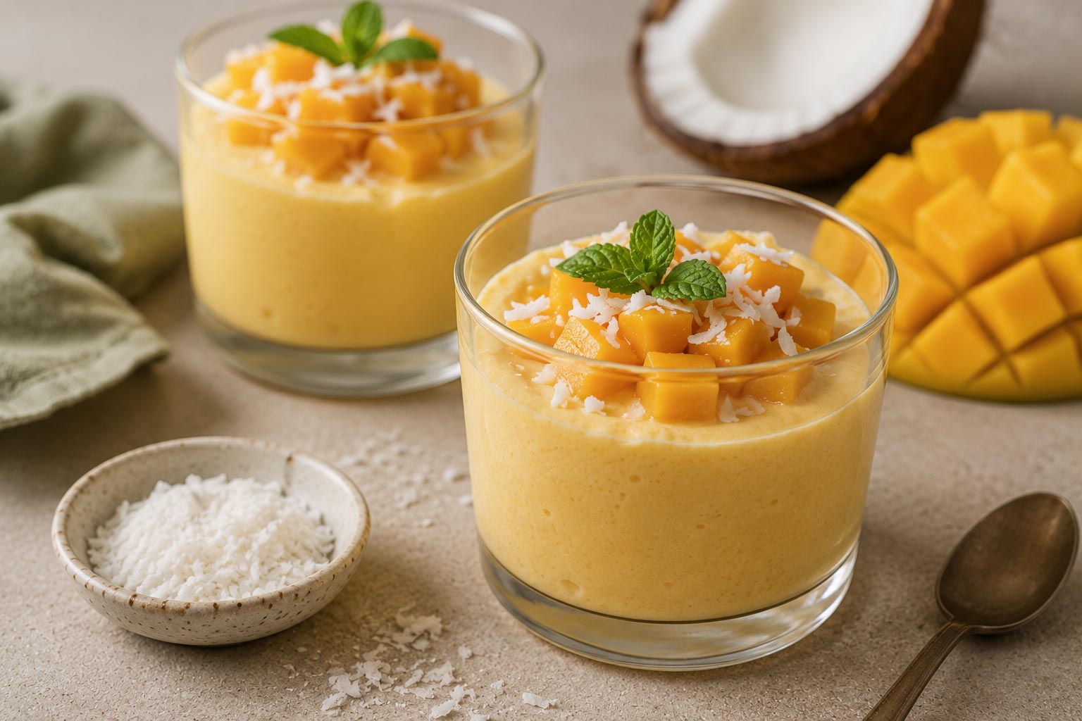 Mousse de manga e coco